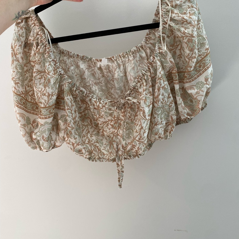 Boho Floral Puff Sleeve Blouse